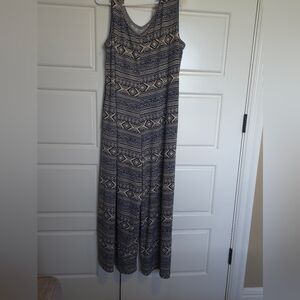 LuLaRoe Blue and Cream Patterned Jumpsuit